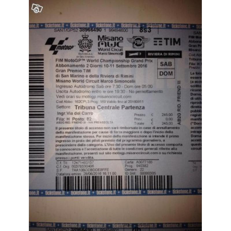 MotoGP Misano 4st biljetter, 10/9-11/9